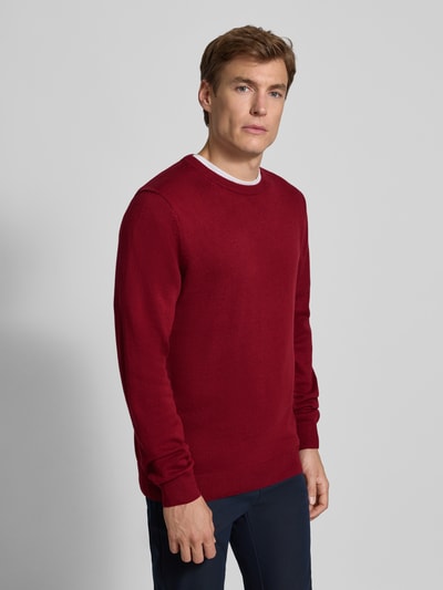 Christian Berg Men Gebreide pullover met ribboorden Donkerrood - 4
