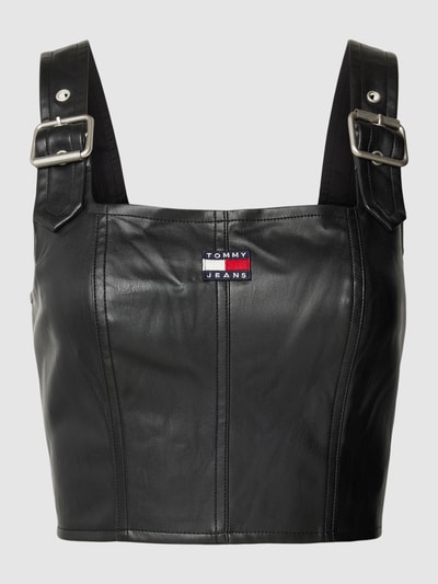 Tommy Jeans Krótki top z imitacji skóry Czarny 2