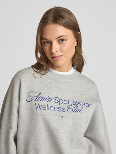 AIMN Sweatshirt mit Label- und Statement-Print Modell 'Wellness' Hellgrau Melange 3