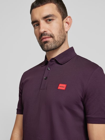 HUGO Poloshirt met labelpatch, model 'Dereso' Prune - 3