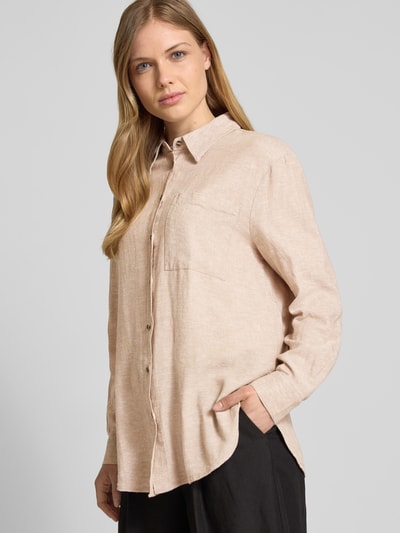 FREE/QUENT Relaxed Fit Leinenbluse mit Brusttasche Modell 'Lava' Sand Melange 3