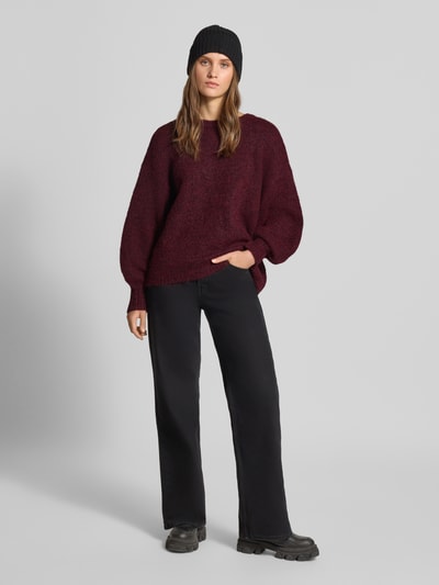ONLY Regular Fit Pullover mit Woll-Anteil Modell 'NELLIE' Bordeaux Melange 1