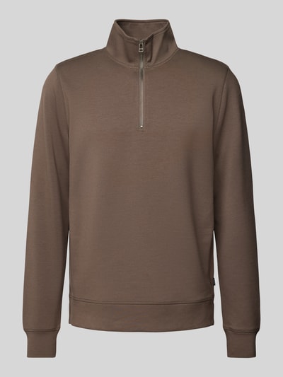 Casual Friday Sweatshirt met opstaande kraag, model 'Sebastian' Lichtbruin - 2