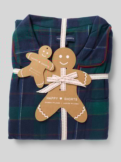 Happy Shorts Pyjama met reverskraag, model 'XMAS' Marineblauw - 4