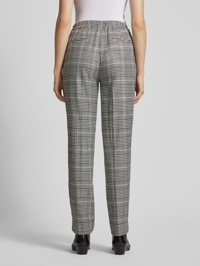 More & More Broek met glencheck en persplooien, model 'Check' Grafiet - 5