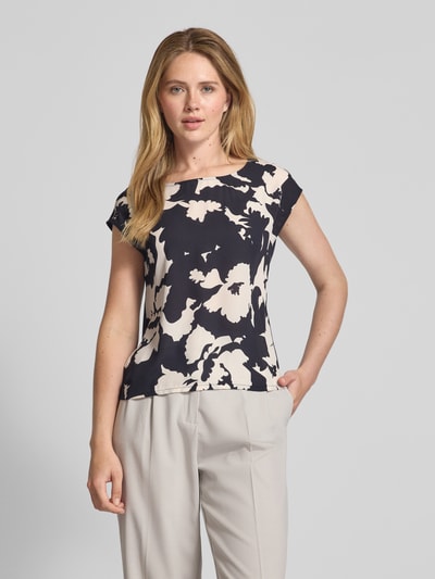 comma T-Shirt aus Viskose-Mix mit Rundhalsausschnitt Marine 4