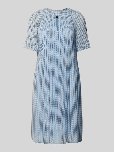 comma Knielanges Kleid mit Schlüsselloch-Ausschnitt Blau 2