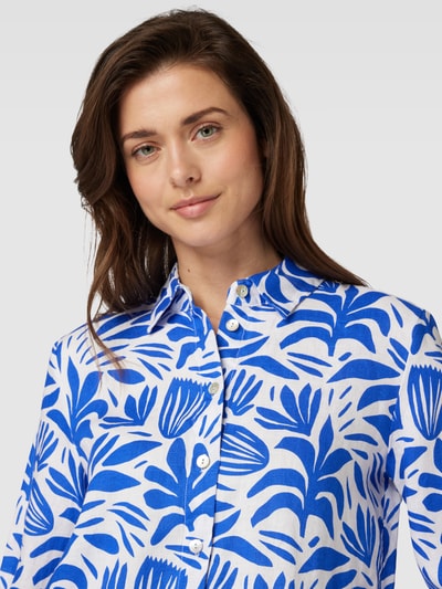 Christian Berg Woman Linnen blouse met all-over bloemenprint Koningsblauw - 3