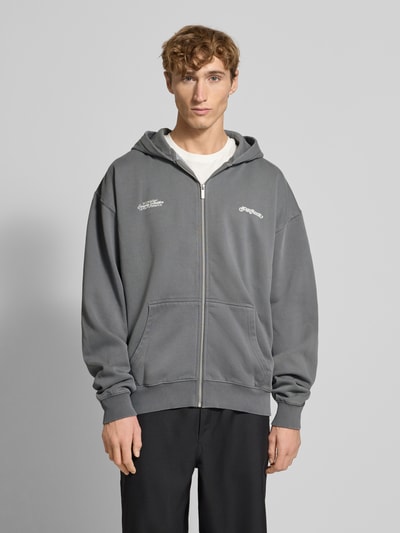 Pegador Oversized Sweatjacke mit Känguru-Tasche Modell 'Peckert' Anthrazit 4