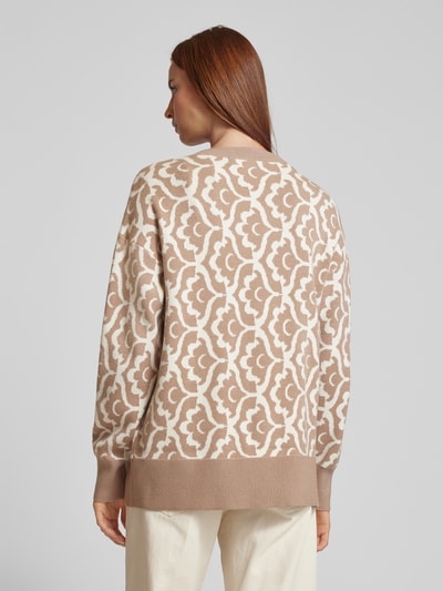 Vero Moda Regular fit gebreide pullover met two-tone-motief, model 'NANCY' Taupe - 5