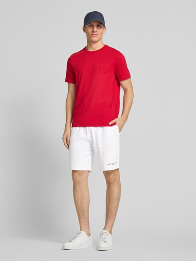 Tommy Hilfiger Regular Fit Sweatshorts mit Label-Print Weiss 1