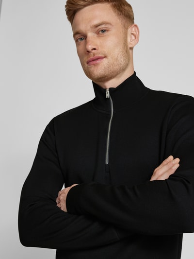 SELECTED HOMME Sweatshirt mit Troyer-Kragen Modell 'MANUEL' Black 3