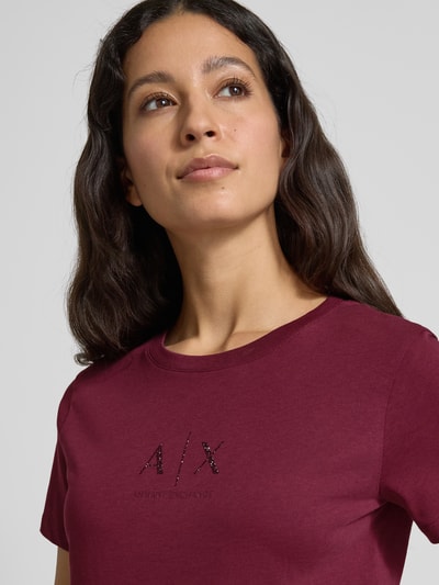 ARMANI EXCHANGE T-shirt o kroju regular fit z czystej bawełny z nadrukiem z logo Bordowy 3