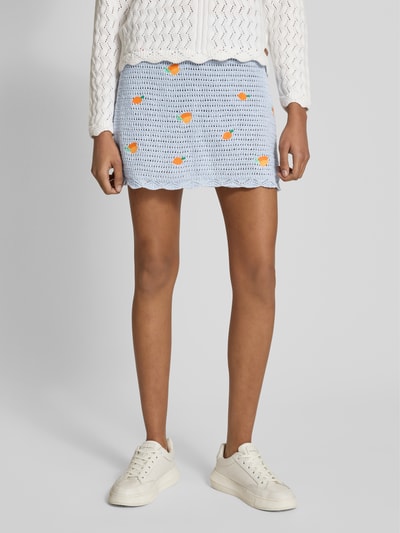 Pepe Jeans Strickrock mit Lochmuster Modell 'OLAYA' Hellblau 4