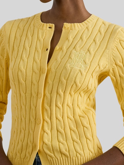 Lauren Ralph Lauren Kardigan z dzianiny z czystej bawełny, krój slim fit Jasnożółty 3