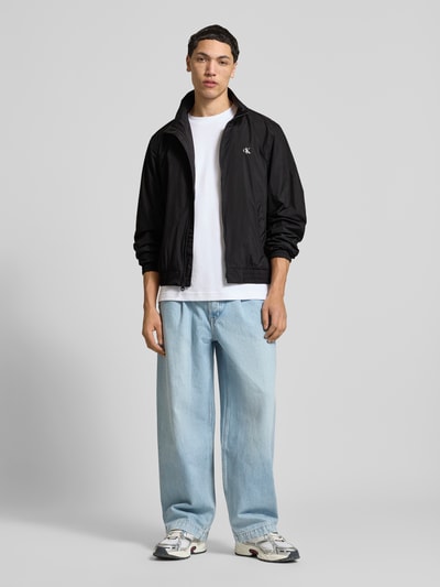 Calvin Klein Jeans Trainingsjack met logo en opstaande kraag Zwart - 1