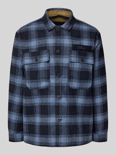Replay Regular fit overhemdjack met borstzakken Marineblauw - 2