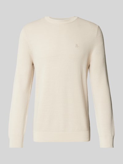 Marc O'Polo Regular Fit Strickpullover aus reiner Baumwolle mit Logo-Stitching Beige 1