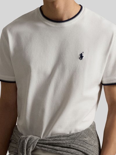 Polo Ralph Lauren Regular Fit T-Shirt aus Baumwoll-Mix mit Kontraststreifen Weiss 3