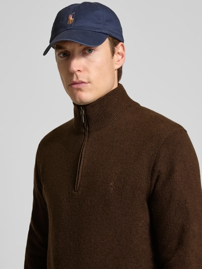Polo Ralph Lauren Strickpullover aus Wolle mit Stehkragen und Reißverschluss Hellbraun 3