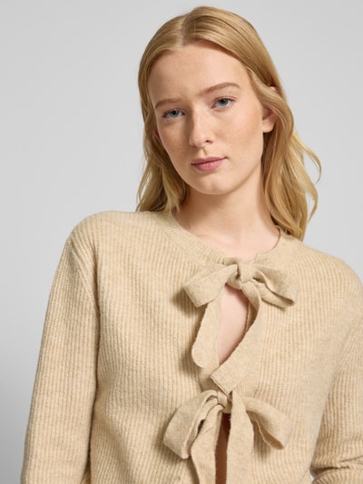 Pieces Regular Fit Cardigan mit Wolle in Melange Modell 'SILLY' Beige 3