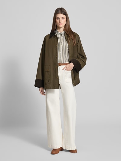 Gant Wide Fit Wachsjacke aus Baumwoll-Mix mit Pattentaschen Modell 'Barn' Dunkelgruen 1