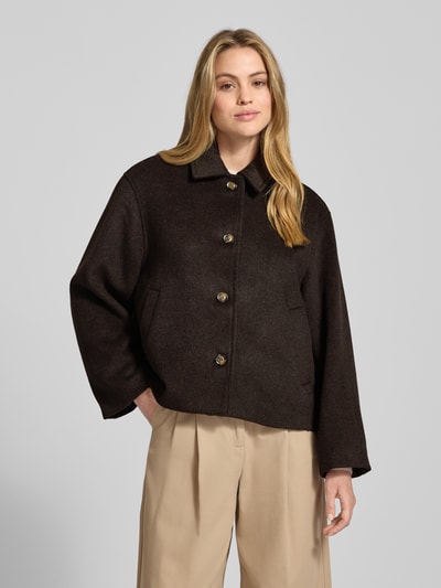 Neo Noir Wolljacke mit Umlegekragen Modell 'Hamra' Dunkelbraun 4