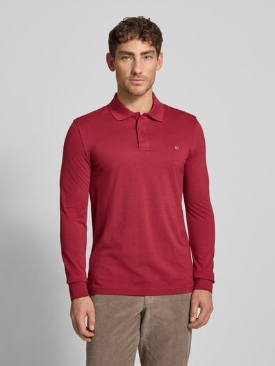 Christian Berg Men Poloshirt met labelstitching  Donkerrood - 4