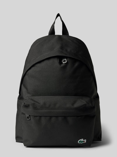 Produktfoto, plecak z przegródką na laptop Rucksack mit Laptopfach von Lacoste w kolorze czarnym, gładka tekstura, kontekst: kosmetyczka męska/Kulturbeutel Lacoste