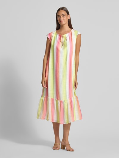 Marc Cain Midikleid mit Schlüsselloch-Ausschnitt und Volantsaum Pink 4