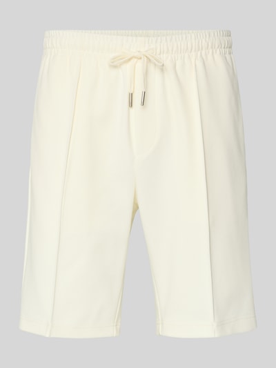 Produktfoto, Regular Fit Shorts mit Tunnelzug von Antony Morato, mix materiałów z bawełną, krój regular fit, elastyczny pas, tunel, zakładki, szerokość w rozmiarze M: 41 cm, długość nogawki wewnętrznej w rozmiarze M: 25 cm, kolor kremowy, gładka tekstura