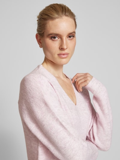 Vero Moda Regular Fit Strickpullover in Melange Modell 'CREWLEFILLE' Hellrosa 3