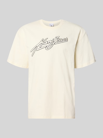 Produktfoto, Oversized T-Shirt mit Logo-Stitching von KARL KANI z czystej bawełny, krój oversized fit, okrągły dekolt, długość tyłu 73 cm w rozmiarze M