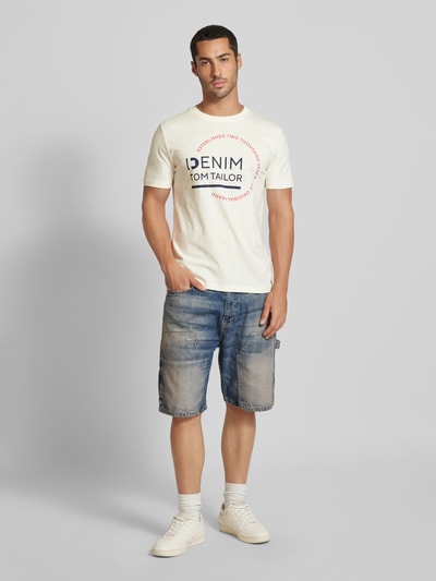 Tom Tailor Denim T-shirt met ronde hals Offwhite - 1