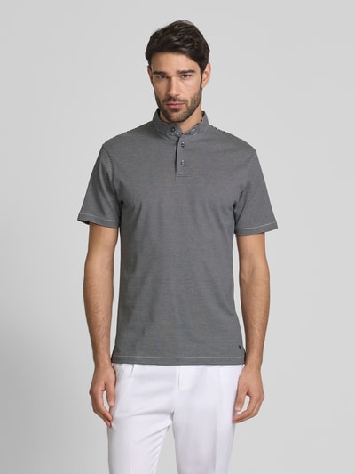 Emporio Armani Slim Fit Poloshirt mit Stehkragen Dunkelblau 4