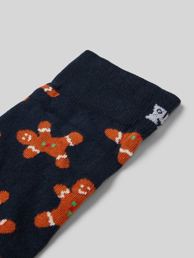 Happy Socks Socken mit Motiv-Stitchings Modell 'SMU GINGER BREAD' Marine 2