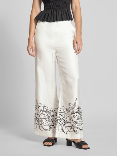 Herzensangelegenheit Flared Cut Hose aus Seide mit elastischem Bund Offwhite 4