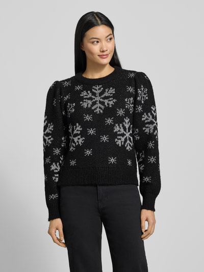 Vero Moda Regular Fit Weihnachtspullover mit Allover-Muster Modell 'NEWSNOWFROST' Black 4