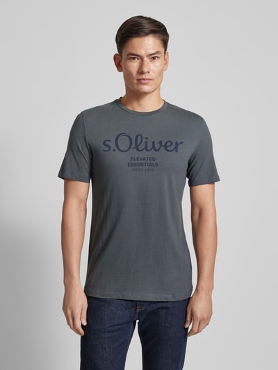 s.Oliver RED LABEL T-shirt met labelprint Antraciet - 4