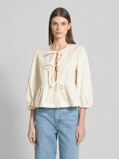 Jake*s Casual Slim Fit Bluse mit tiefem V-Ausschnitt Offwhite 4