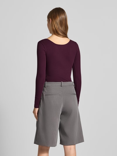 Pieces Slim fit shirt met lange mouwen van katoenmix, model 'KITTE' Donkerrood - 5