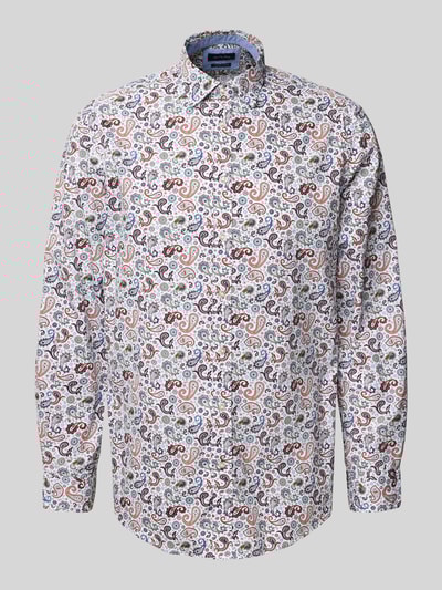 Christian Berg Men Regular Fit Freizeithemd aus reiner Baumwolle mit Kentkragen Weiss 2