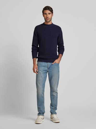 Jack & Jones Premium Gebreide pullover met ribboorden, model 'VIGGO' Donkerblauw - 1