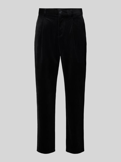 Productfoto, Hose aus Samt mit Gesäßtaschen Modell 'kian' van Matinique, zwart, regular fit, knoopsluiting, zachte textuur.