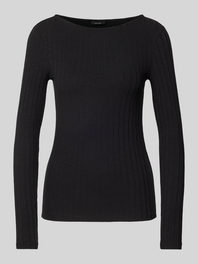 OPUS Longsleeve mit U-Boot-Ausschnitt Modell 'Sovke' Black 2