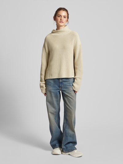 Calvin Klein Jeans Gebreide pullover met opstaande kraag Beige - 1