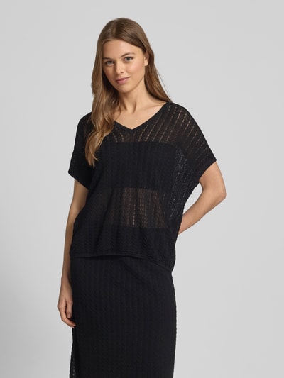 MOS MOSH Strickpullover mit V-Ausschnitt Modell 'Shani Plain' Black 4
