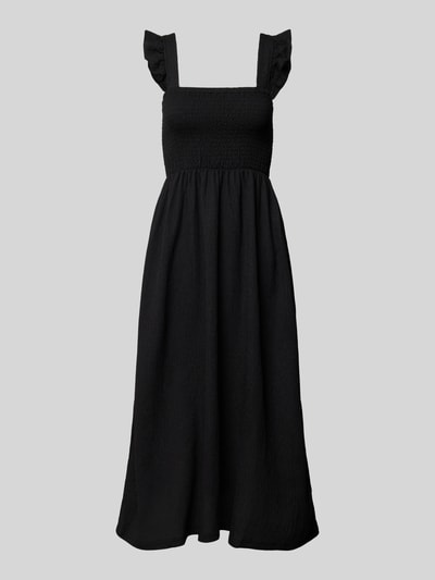 Pieces Sukienka midi z marszczonymi detalami model ‘LUNA’ Czarny 2