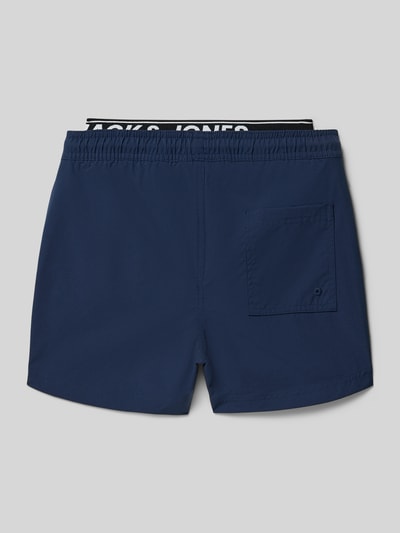 Productfoto, Regular Fit Shorts met logodetail model 'Maui' van Jack & Jones, kinderen, elastische band, achterzak, steekzakken, blauw