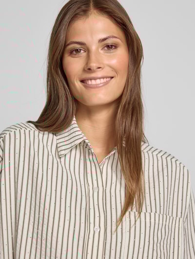 Neo Noir Relaxed fit blouse met borstzak, model 'Dalma' Donkerbruin - 3